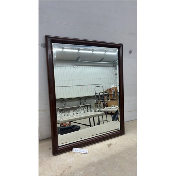 Wood-Framed Mirror with Beveled Edge, 31" x 12"