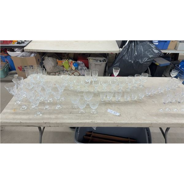 Assorted Crystal Stemware: Wine Glasses, Champagne Flutes, Cordial Glasses, & More