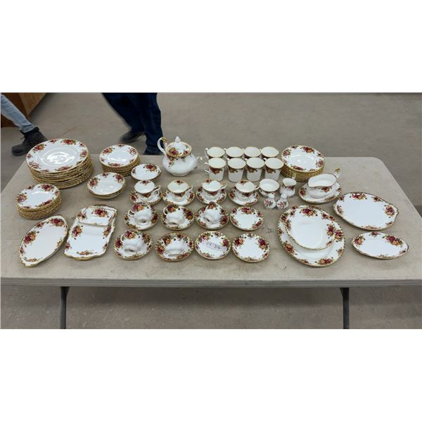 Royal Albert Old Country Roses Bone China Dinnerware Set: Teapot, Gravy Boat, & More, 95 Pieces