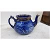Image 2 : Blue Transferware Teapot AWL 728 England, and Iridescent Cream Lusterware Tea Set With Gold Trim