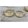 Image 6 : Blue Transferware Teapot AWL 728 England, and Iridescent Cream Lusterware Tea Set With Gold Trim