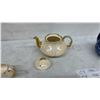 Image 8 : Blue Transferware Teapot AWL 728 England, and Iridescent Cream Lusterware Tea Set With Gold Trim