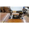 Image 2 : Antique Singer Model 66 Treadle Sewing Machine with Gold Grapevine Decals and Oak Cabinet