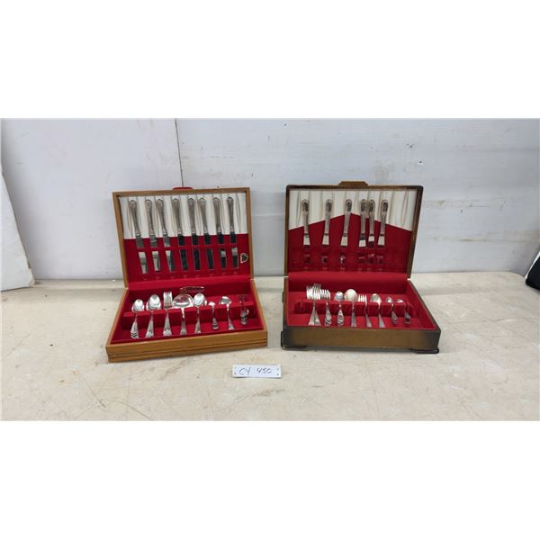Two Vintage Silver-Plated Flatware Sets in Boxes, Silco and Unbranded