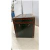 Image 2 : Vintage Flat-Top Steamer Trunk with Wooden Slats, Brass Hardware,