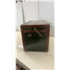 Image 4 : Vintage Flat-Top Steamer Trunk with Wooden Slats, Brass Hardware,