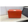 Image 1 : Vintage Faux Leather Vinyl Record Storage Box With Padded Lid, 14" x 24" x 11"