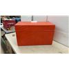 Image 3 : Vintage Faux Leather Vinyl Record Storage Box With Padded Lid, 14" x 24" x 11"