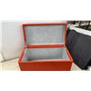 Image 4 : Vintage Faux Leather Vinyl Record Storage Box With Padded Lid, 14" x 24" x 11"