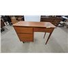 Image 1 : Mid-Century Modern Danish Teak Desk with Three-Drawer Pedestal and Tapered Legs 30" x 42" x 18"