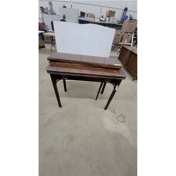 Antique Mahogany Chippendale-Style Drop-Leaf Console Extension Table With Brass Hardware 31" x 38"