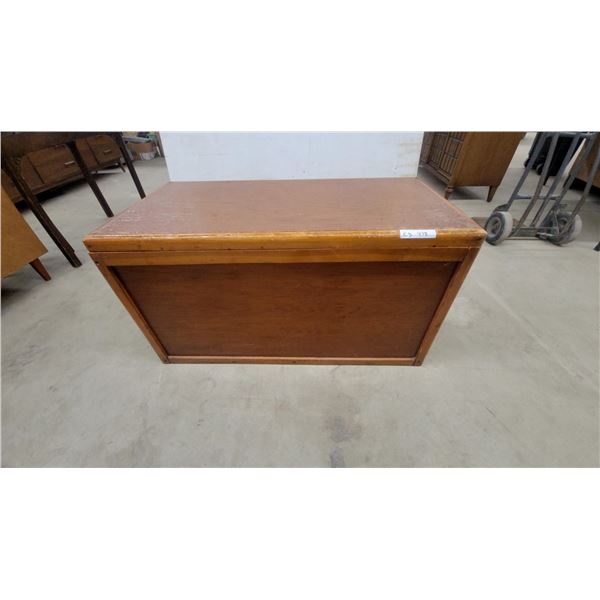 Vintage Wooden Storage Chest with Hinged Lid 22" x 22" x 42"