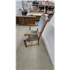 Image 3 : Antique Oak Armchair With Blue Velvet Upholstery and Turned Legs, Circa 1890s-1920s