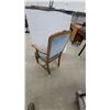 Image 4 : Antique Oak Armchair With Blue Velvet Upholstery and Turned Legs, Circa 1890s-1920s