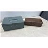 Image 5 : Two Cedar Keepsake Boxes, 2 Metal Cash Boxes, One with Key