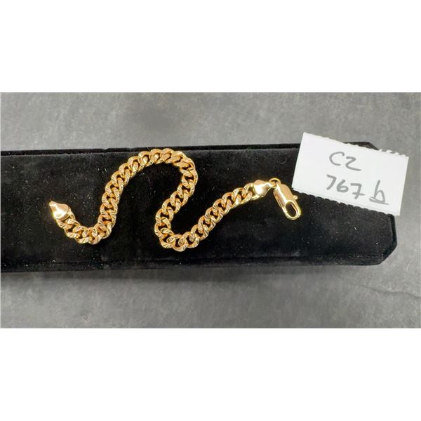 New 18K Gold Plated 8.0mm Cuban Link Bracelet, 7-3/4" Long