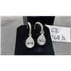 Image 1 : New 925 Sterling Silver 2.0ct Pear Cut Simulated Diamond CZ Halo Dangle Earrings