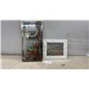 Image 1 : R. Carlyle Quartz Mirrored Wall Clock with Floral Design and "Kings at Sunset" Matted Print