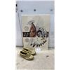 Image 1 : Canadian-Made Leather Moccasins with Fringe and Beaded Vamp, Women's Size 9, and Signed Art Print
