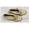 Image 3 : Canadian-Made Leather Moccasins with Fringe and Beaded Vamp, Women's Size 9, and Signed Art Print