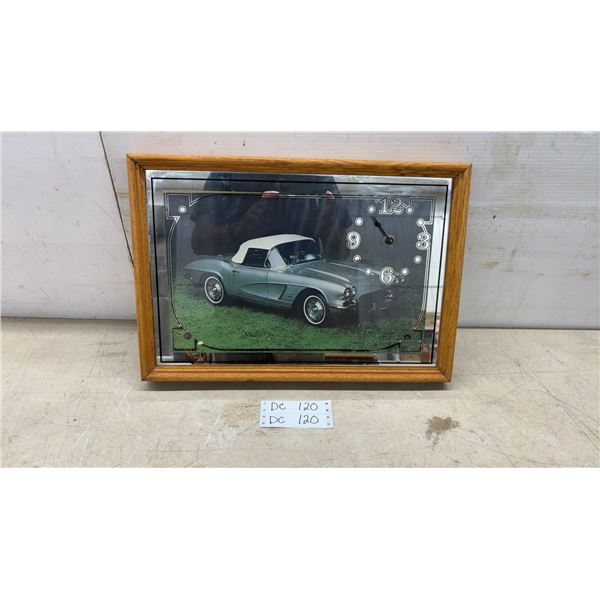 1962 Chevrolet Corvette Convertible Framed Mirror Wall Clock 19-1/4 x 13-1/4