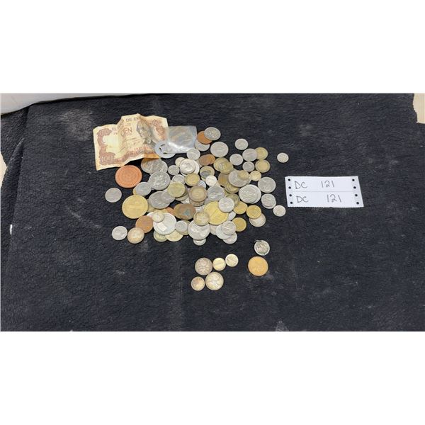 Collection of World Coins, Tokens, and 1970 El Banco De España 100 Pesetas Banknote