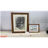 Image 1 : Framed 1999 German Shepherds Drawing by Sandra S. Cote and "First Light" Print by Evan J. Brukalo