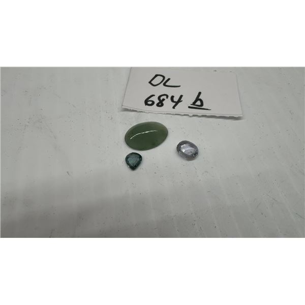 Three True Gemstones: 0.75ct VS Pear Natural Greenish Blue Sapphire & 5.50 ct, Natural Jade Green