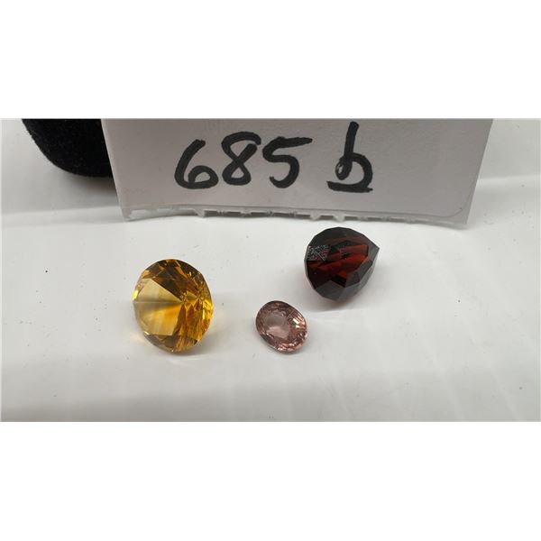 Three True Gemstones: 3.13ct Round Brilliant Natural Yellow Citrine, .72 ct Natural Colour Change