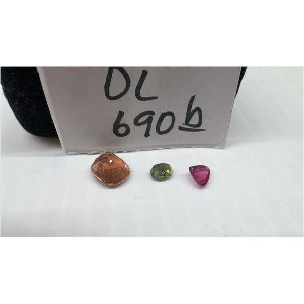 Three True Gemstones: 3.48ct Cushion Natural Pinkish Orange Tourmaline, 0.92 ct Oval Natural