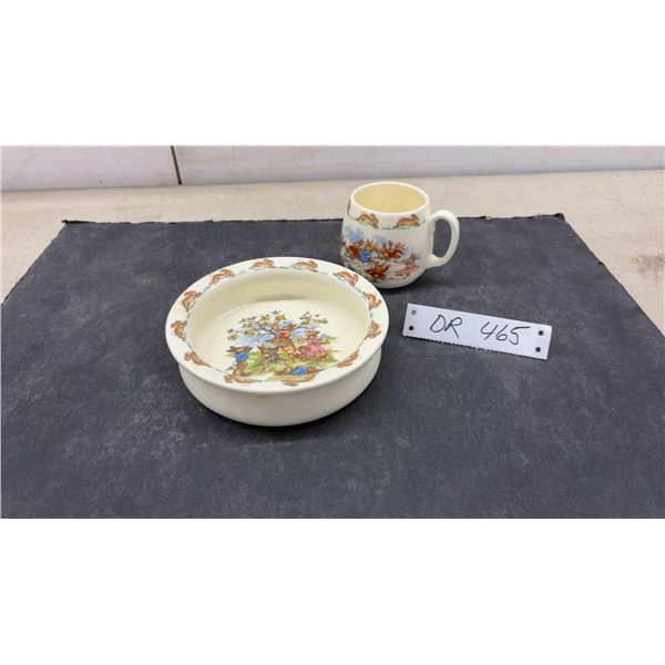 Royal Doulton Bunnykins Bowl & Mug, English Fine Bone China, Regd. Trade Mark