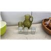 Image 10 : Large Monkey Pod All Wood Salad Set with 2 Servers, Plastic Bowl, Glass Pitcher,