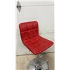 Image 5 : Pair of Modern Red Faux Leather Adjustable Swivel Bar Stools with Chrome Hydraulic Base