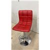 Image 8 : Pair of Modern Red Faux Leather Adjustable Swivel Bar Stools with Chrome Hydraulic Base