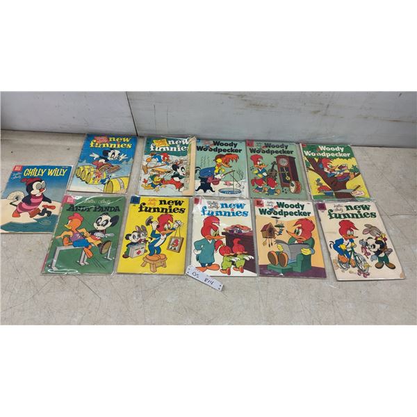 11 Walter Lantz Dell Comics: Woody Woodpecker, New Funnies, Chilly Willy, & Andy Panda Comics
