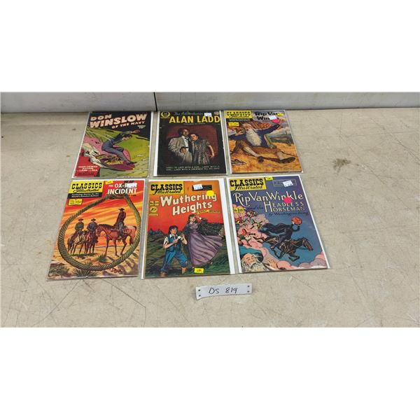 Six Vintage Comic Books: Don Winslow of the Navy, The Adventures of Alan Ladd, & More
