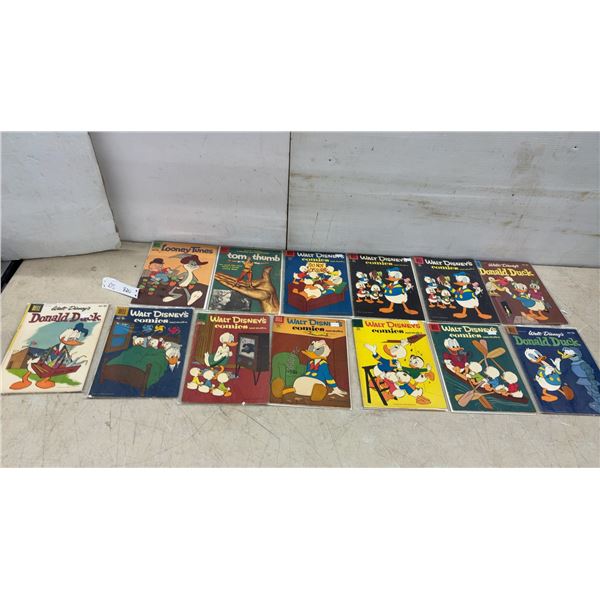 13 Vintage Dell Walt Disney's Donald Duck, Comics and Stories, Looney Tunes, Tom Thumb Comics