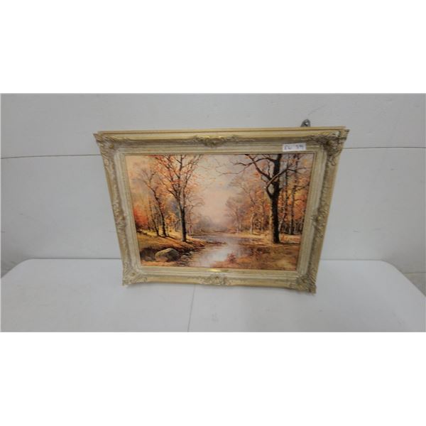Robert Wood Framed Print "Autumn's Golden Glow, " & Ornate Giltwood Frame 24" x 31"