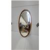 Image 1 : Antique Oval Oval Beveled Wall Mirror with Wood Frame 42" x 20"