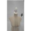 Image 2 : Female Torso Display Mannequin with Cream and Tan Striped Fabric and Decorative Finial