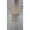 Image 3 : Female Torso Display Mannequin with Cream and Tan Striped Fabric and Decorative Finial