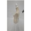 Image 4 : Female Torso Display Mannequin with Cream and Tan Striped Fabric and Decorative Finial