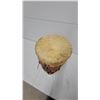 Image 2 : Native American Double-Headed Rawhide Drum with Red and Black Zigzag Pattern 18" Hgt. 12" Diameter