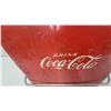 Image 2 : Vintage 1950s Coca-Cola Red Metal Picnic Cooler with Chrome Corners and Wire Bail Handles