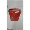 Image 5 : Vintage 1950s Coca-Cola Red Metal Picnic Cooler with Chrome Corners and Wire Bail Handles