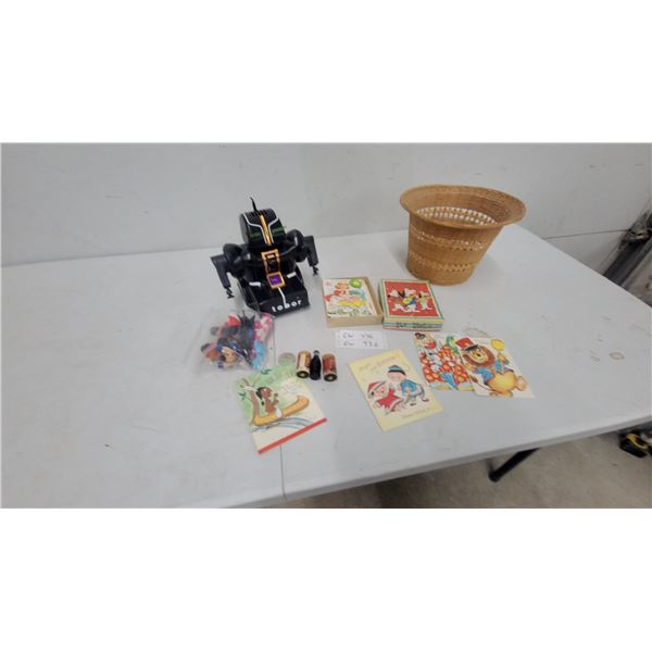 Vintage TOMY Tobor Remote Control Robot, Children's Cards Figurines, and More