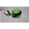 Image 2 : Vintage BACM Open-Face Motorcycle Helmet and Green Striped Visor Helmet, 1970s-1980s