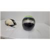 Image 3 : Vintage BACM Open-Face Motorcycle Helmet and Green Striped Visor Helmet, 1970s-1980s