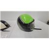 Image 4 : Vintage BACM Open-Face Motorcycle Helmet and Green Striped Visor Helmet, 1970s-1980s