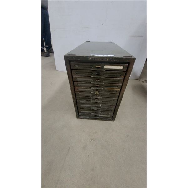 Kardex Vintage Olive Green Metal Multi-Drawer Card File Cabinet 16" x 24" x 10.6"